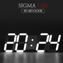 무소음 3D LED벽시계 리모컨포함 탁상겸용 디지털 시계 화이트 대형 시그마엘이디